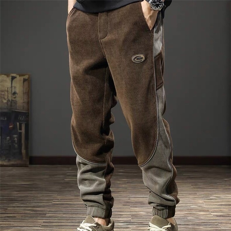 春秋新款灯芯绒男裤休闲运动美拉德穿搭潮流时尚束脚裤子男，女装休闲裤，星座1210-1