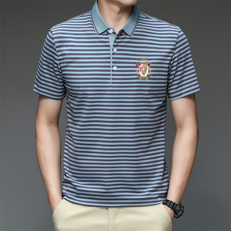 2024新款男士短袖t恤衣服中年商务打底衫上衣polo衫HMQ301-P63,男装Polo衫,星座1105-3