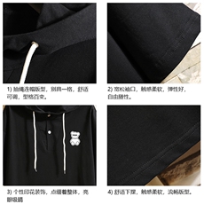 连帽短袖t恤男大码胖子带帽五分袖中袖砖墙挂拍LD54292-P45，男装T恤，电商A040A