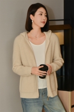 秋冬新款羊毛加厚连帽开衫时尚百搭显瘦保暖外套，女装羊毛衫，忠诺羊绒