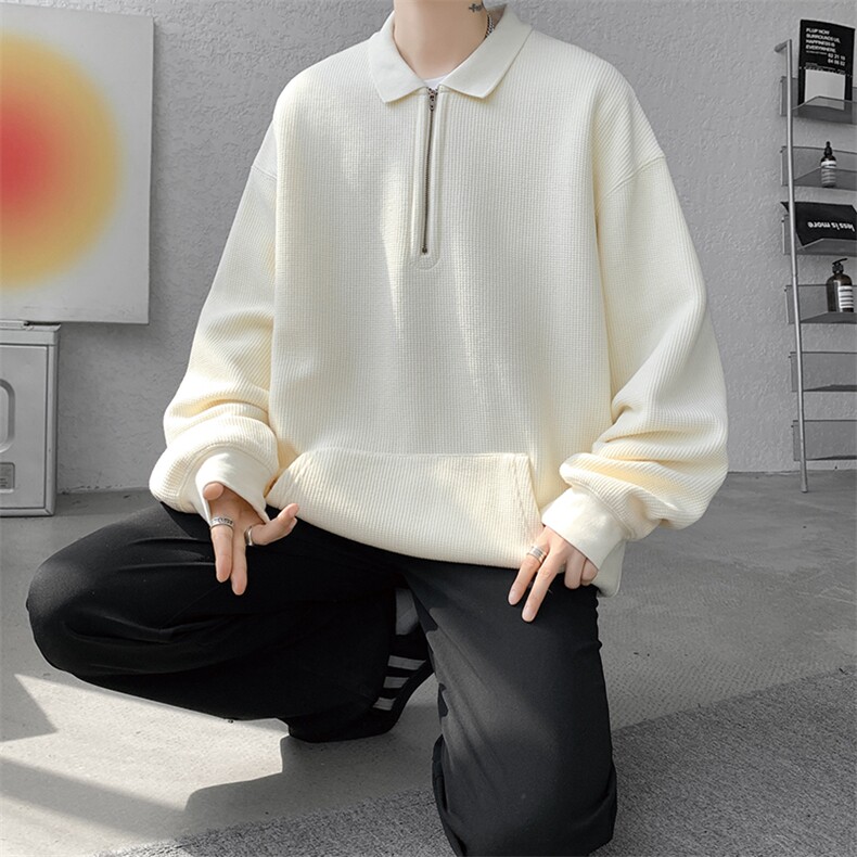 8XL-M半拉链卫衣男日系复古翻领休闲百搭外套大码上衣服WY003P50,女装短外套,电商B312