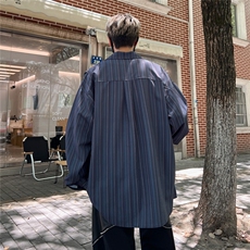 C235/P40秋季新款老钱风条纹衬衫男暗门襟设计感长袖男士衬衣，男装衬衫，电商基地A050