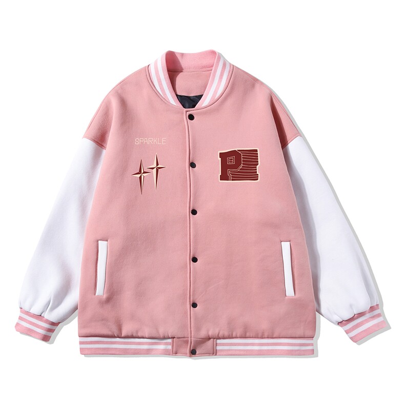 白底春季新款港风小天使印花潮牌拼接棒球服夹克外套G97P65-控88,男装夹克,电商A247-1