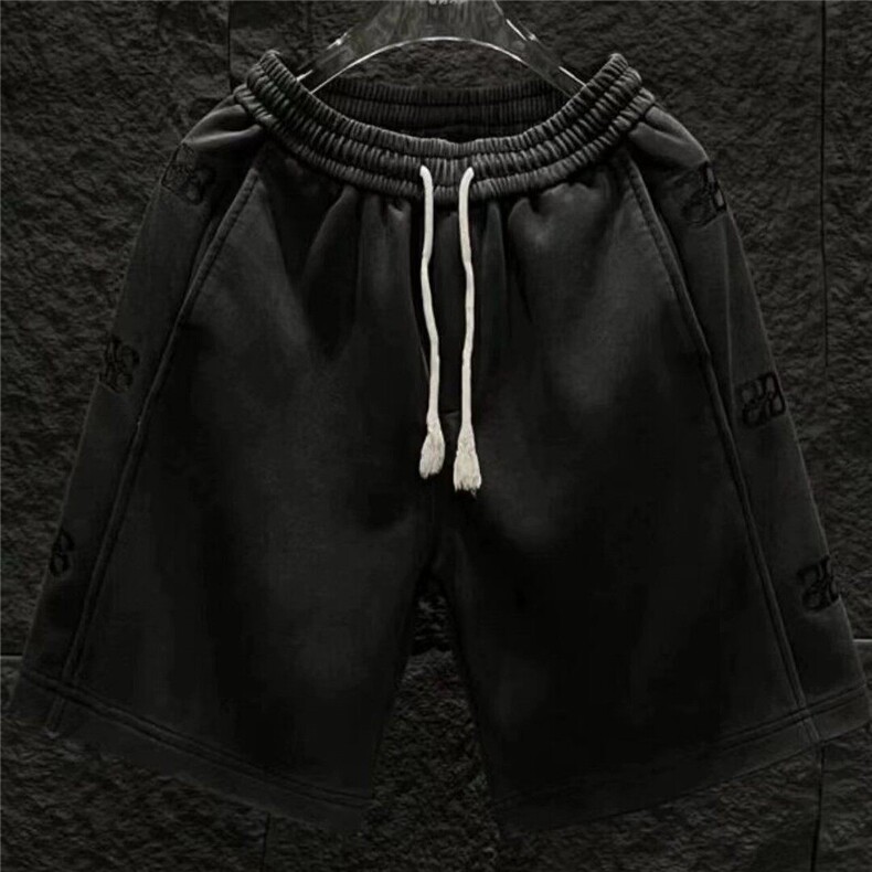 重工刺绣水洗男女同款短裤新纯色夏季五分裤情侣款536-TP66,男装休闲裤,电商A089-1