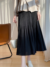 春夏薄款法式经典纯色针织女款垂感百搭半身直筒裙，女装半身裙，丹芙娇羊绒