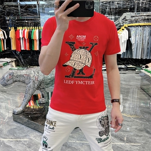 新款时尚高端精品欧货夏季男T恤短袖潮流抖音A227B-A-713-P45图片