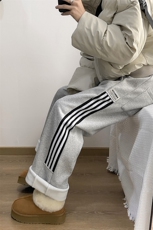 加绒加厚美式条纹运动卫裤A496特P49控88，男装休闲裤，电商A309