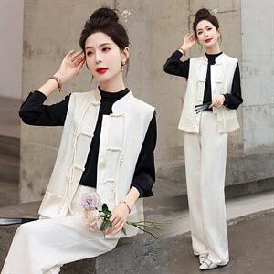 现货新款春秋装复古绣花连衣裙女装礼服气质新中式马甲，女装马甲，韩美纤衣