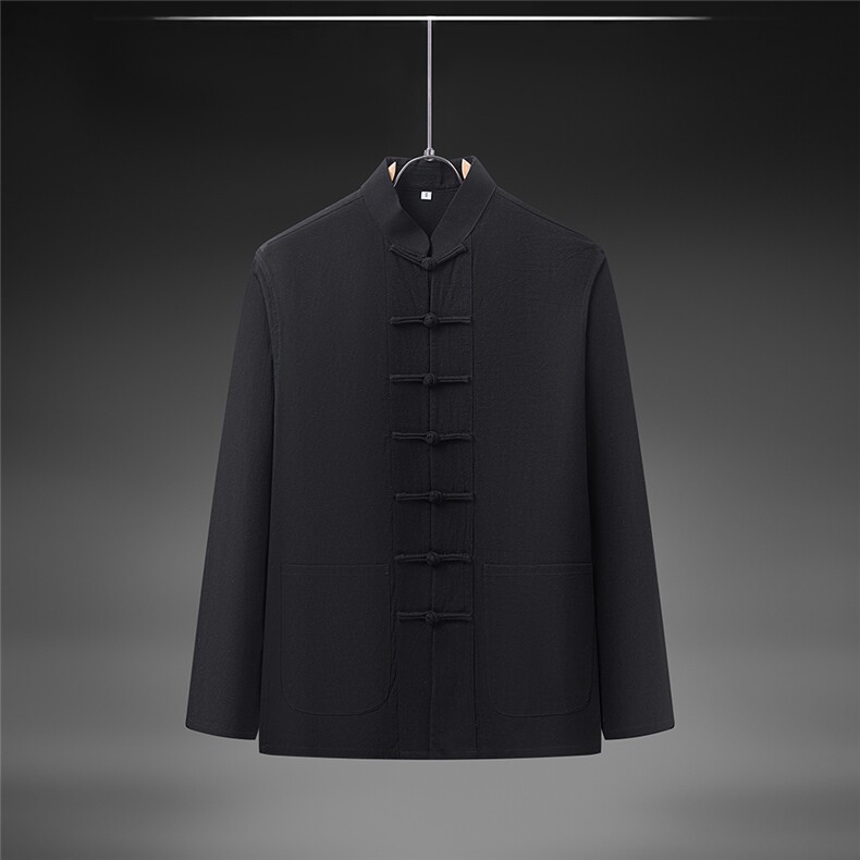 春秋季风纯棉纯色长袖立领唐装中式汉服DF880-P55,男装民族服装,星座1206（原A206）