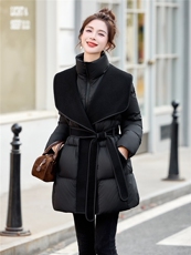 2025冬装新款简约时尚羊毛拼接90绒羽绒服，女装羽绒服，沁沁公主