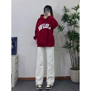 B221 美式ins高街小众假破洞修身微喇牛仔裤 LK22065-P65 控88图片