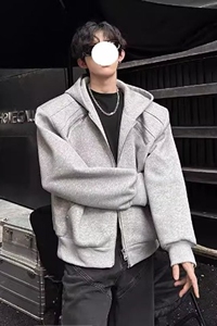 美式重磅廓形连帽卫衣男女冬季高街加厚宽松保暖拉链开衫外套图片