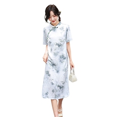 新中式水墨画吊带连衣裙女2024夏季新款气质减龄长裙，女装连衣裙，冬木谷雨