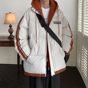 棉服男冬季新款港风宽松假两件连帽棉衣MF8587-特P78图片