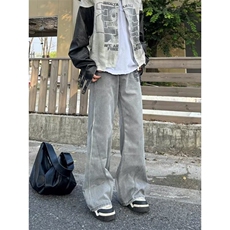 美式复古高街微喇牛仔裤男秋季新款宽松阔腿裤NA728-P52，男装牛仔裤，星座208-5
