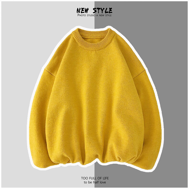 1港风平铺情侣圆领潮流大码M-5XL纯色毛衣男外套7979P45加绒P55，男装针织衫/毛衣，星座226-2