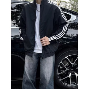网络图，立领三条杠宽松显瘦加厚棒球棉服XZ302B-1-JK614P55图片