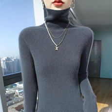 高领女加厚紧身秋冬打底衫韩版修身显瘦纯色百搭长袖，女装羊毛衫，缇曼羊绒