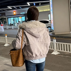 现货高品质美式高街冬季重磅硬挺短款座山雕毛领棉衣男女加厚外套，男装棉衣，电商A486