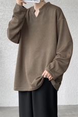 8XL-M长袖打底衫T恤V领针织体恤麦穗条卫衣加肥加大码TX3102特P35，男装T恤，电商B238