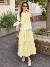 2025年新款学院风女刺绣蝴蝶多巴胺三件套休闲，女装套装/套裙，含赞