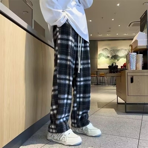复古格子裤子男款夏季日系慵懒风百搭直筒宽松休闲裤 KA922图片