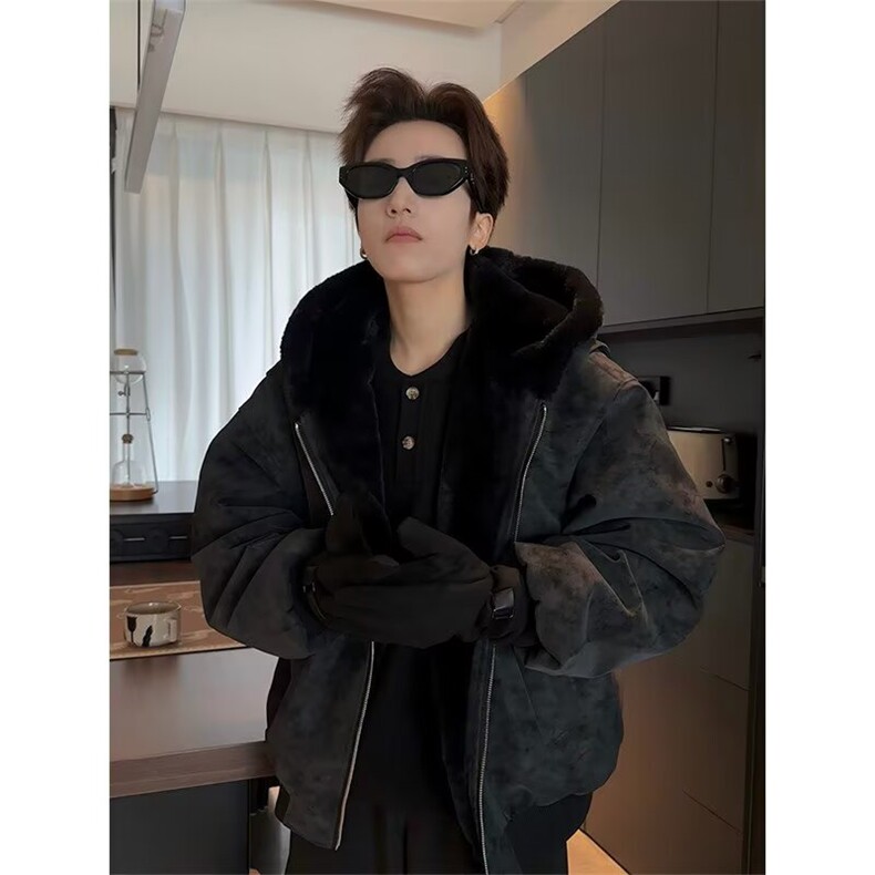 冬季cleanfit座山雕棉服男重帆布高级感加绒夹克外套加厚,男装夹克,星座506A