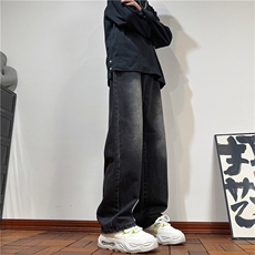 xz116-k1091-P45-控68现货浅色拼接大码牛仔裤，男装牛仔裤，星座116