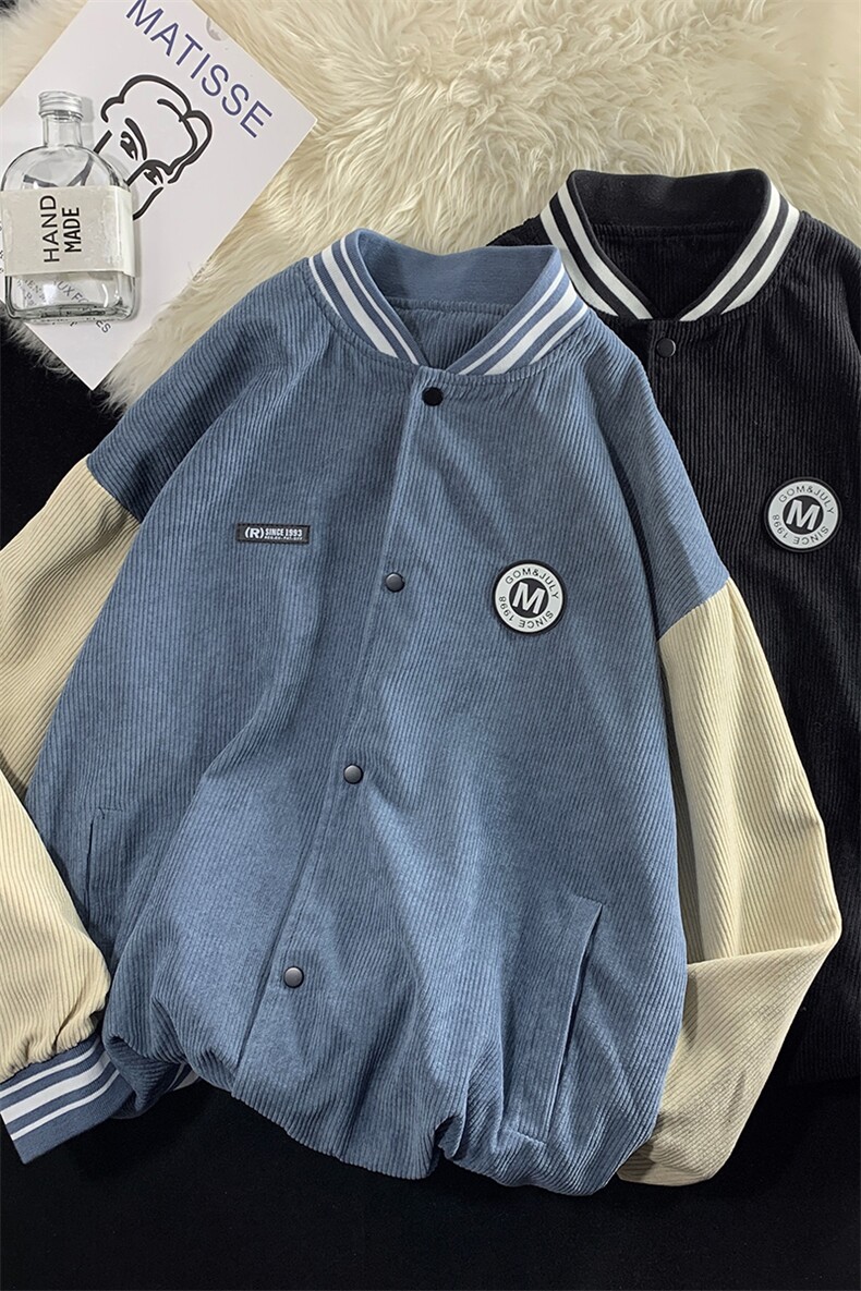 2025春装新款灯芯绒夹克外套上衣运动棒球服D201-DM94-P70,男装夹克,电商D321-1