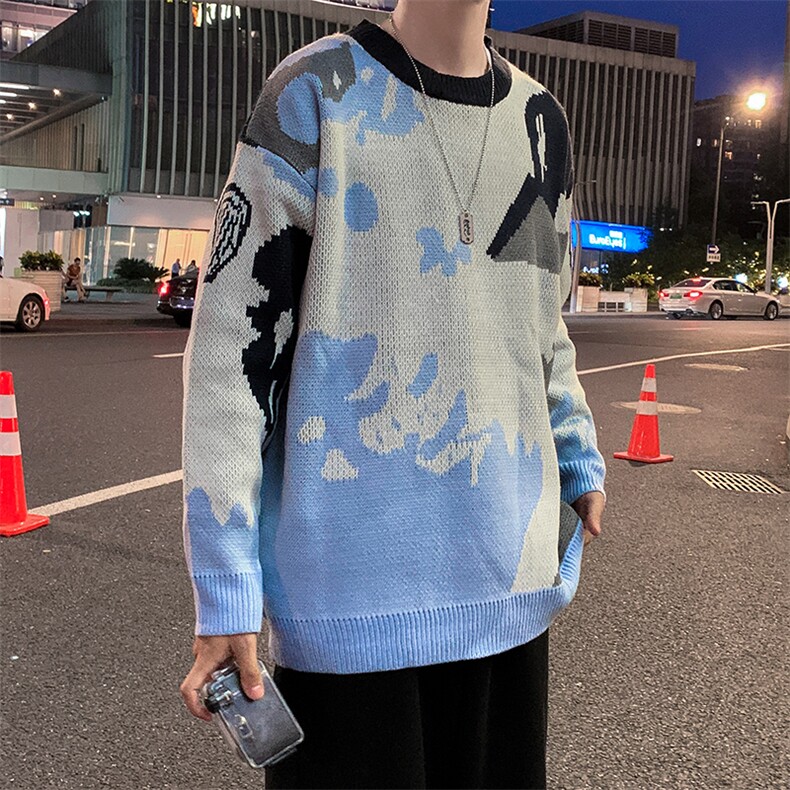 美式潮牌套头针织衫男上衣秋毛衣男长袖宽松休闲外套M126-P42,男装针织衫/毛衣,星座512-4