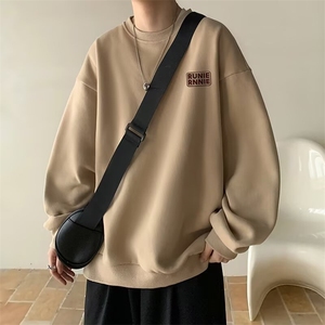 圆领卫衣男士春秋季2025新款美式高街重磅加绒休闲上衣服男款图片
