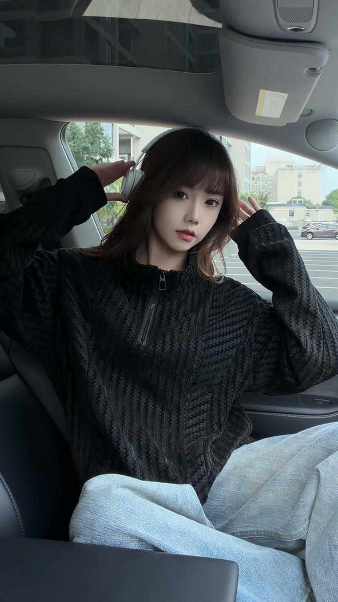 雪尼尔立领卫衣美式复古潮流打底设计重磅翻领外套卫衣常规P42,男装T恤,电商B319