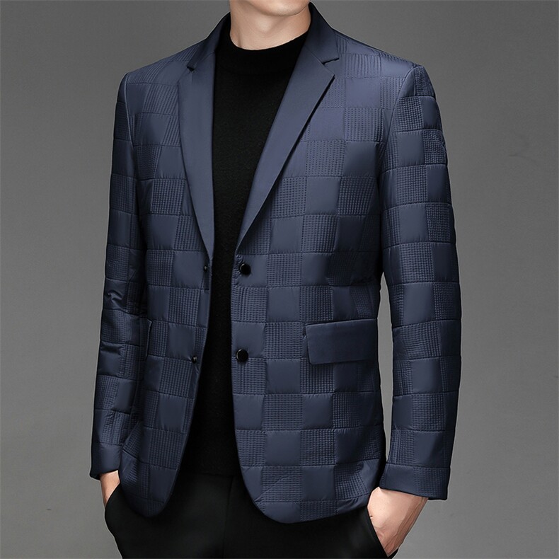 CK7822钱塘2020-2冬季厚款羽绒中年男士简约百搭时尚西服外套P165，男装西服，钱塘207-2