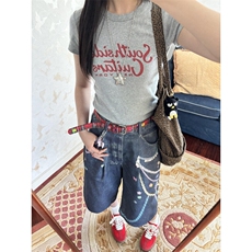 【有货】N1241CC-特P53美式3D链条彩色印花七分牛仔短裤男女，男装牛仔裤，星座1007（原301D）