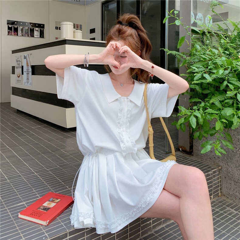温柔风白色花边衬衫连衣裙女夏2025新款超好看减龄独特漂亮小短裙,女装连衣裙,2C016