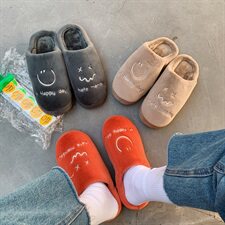 秋冬新品笑脸情侣棉拖鞋韩版加绒室内居家男女防滑潮鞋TX31-P16，男鞋拖鞋，星座1501