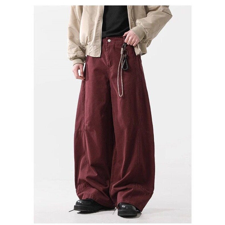 美拉德复古拼接设计感弯刀裤男baggy宽松阔腿工装裤LN10599-p60,男装牛仔裤,星座1008