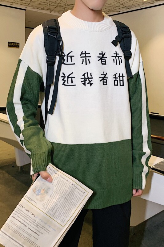 港风秋冬季情侣针织衫外穿刺绣毛衣男线衣内搭羊毛衫M25,男装针织衫/毛衣,电商D202