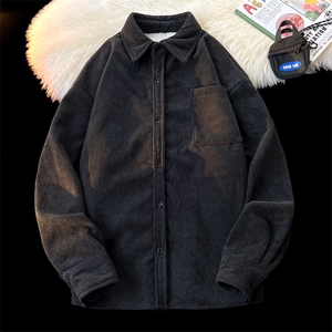 8XL-M加绒灯芯绒衬衫大码复古秋冬加厚上衣外套CS9001/P58加绒68图片