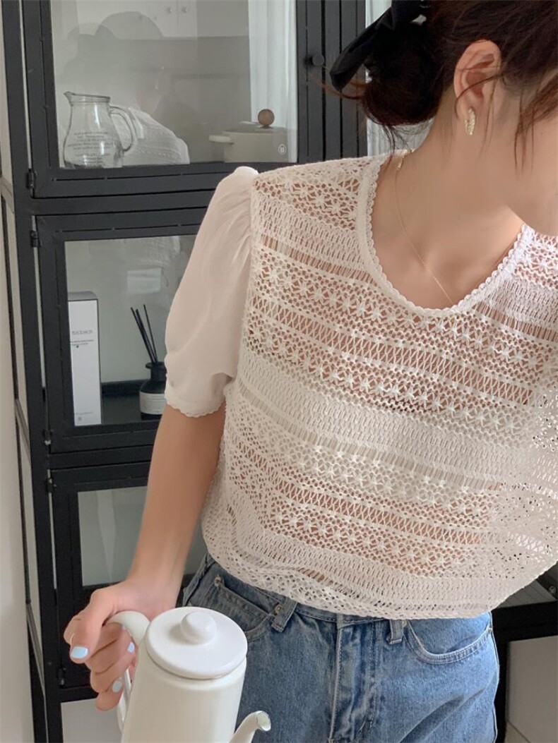 上新推荐镂空短袖小衫，其它，DAP