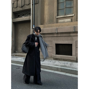 现货~戗驳领收腰垫肩毛呢大衣过膝长款风衣外套Y961-P125图片