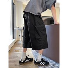 M-8XL工装七分裤阔腿裤大码冰丝短裤八分裤子机能马裤DK1302/P48，男装休闲裤，电商B238