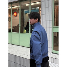 B974-P86哈灵顿蓝色工装外套男春季高级感立领棒球服，男装工装外套，电商B323A