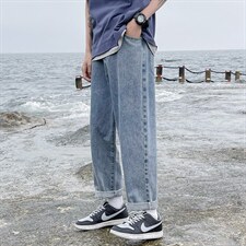 新款牛仔裤男夏季薄款宽松直筒潮牌韩版九分裤子A080-9231-P30，男装牛仔裤，电商A080