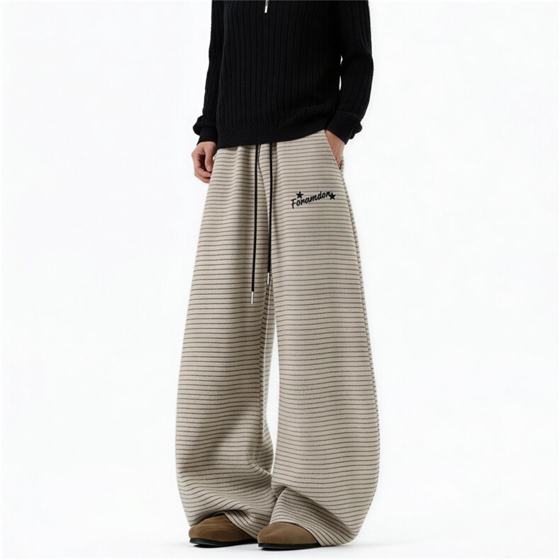 现货。。阔腿休闲裤条纹高街帅气WXH36-特批P45，男装休闲裤，星座412-1