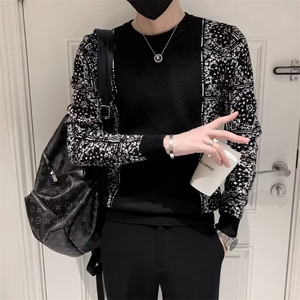 潮牌针织衫男秋新款修身毛衣潮流百搭休闲上衣打底衫S234-P45图片