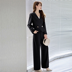 欧洲站时尚西装套装女2025春秋新款时髦洋气减龄阔腿裤职业两件套，女装套装/套裙，火爆靓佳人