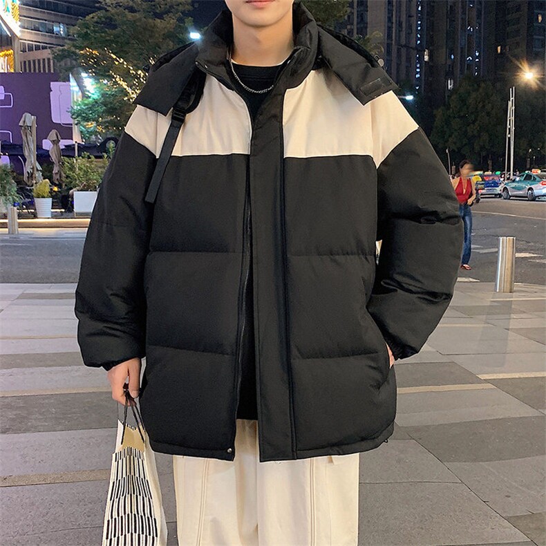 现货抖音得物品质拼接撞色三防加厚棉衣外套冬季连帽棉服MY66666,男装棉衣,电商A486
