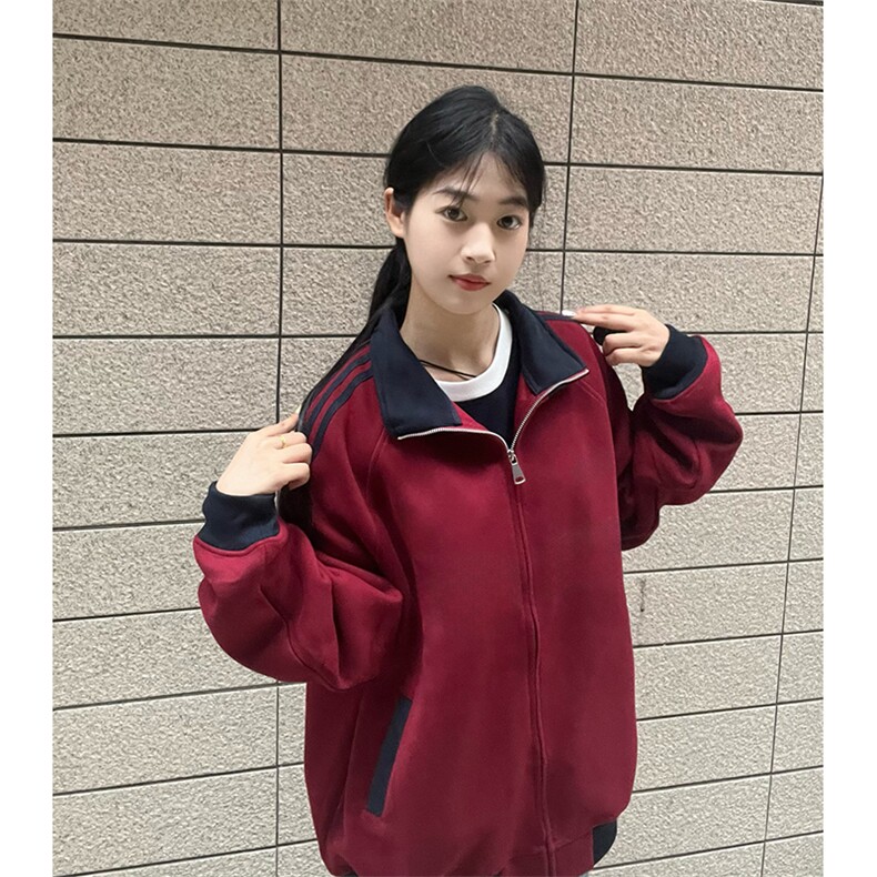 抖音得物高品质 美式高街重磅结构设计拼接织带立领卫衣外套 CM42图片