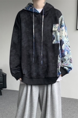 WY10148-特批47控88长袖连帽小众拼接撞色宽松大码卫衣男秋季，男装卫衣，电商A059